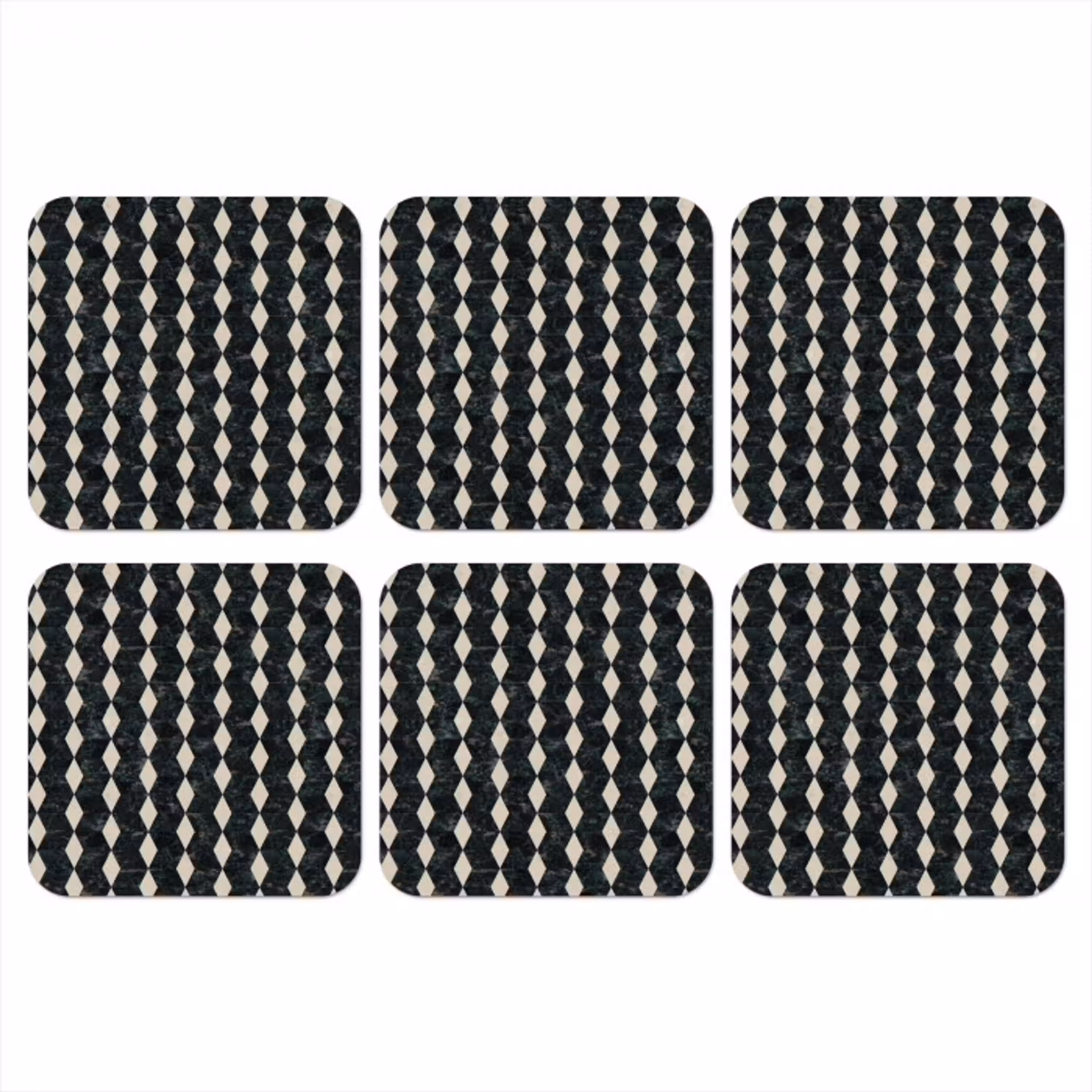 Geometrisch - Patroon - Marmer - Groen onderzetter kurk middel 366 -3d