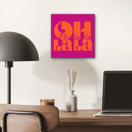 Oh la la - Roze - Oranje - Gestapelde letters aluminium wit klein -sfeer5