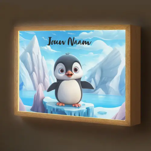 Pinguïn - Meisjes - Pooldieren - Kinderen Light Box met batterij (Wandlamp kind) middel -z3d_website