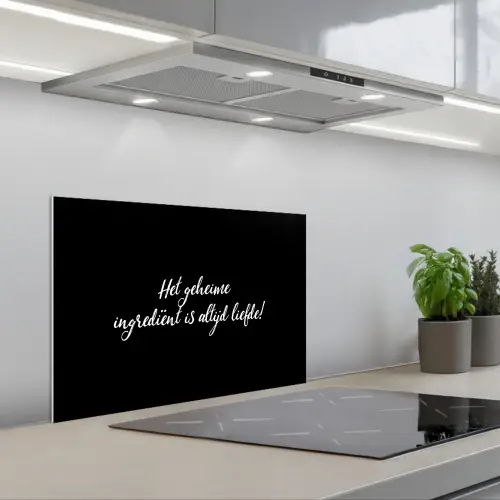Quotes - Koken - Het geheime ingrediënt is altijd liefde! - Spreuken - Liefde keuken achterwand spatscherm klein -3d_schuin