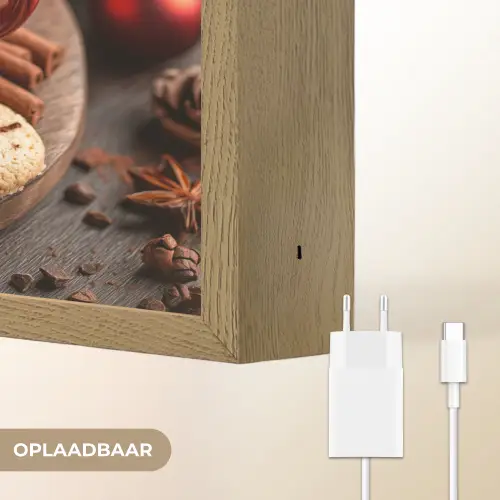 Chocolademelk - Mok - Winter - Kerst - Gezelligheid Light Box met batterij (Wandlamp) middel -USP_websiteoplaadbaarNL