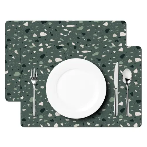 Terrazzo -  Patroon - Kleurrijk - Groen Placemat vinyl groot 368 -zzsfeer2_Kitchenyeah-website