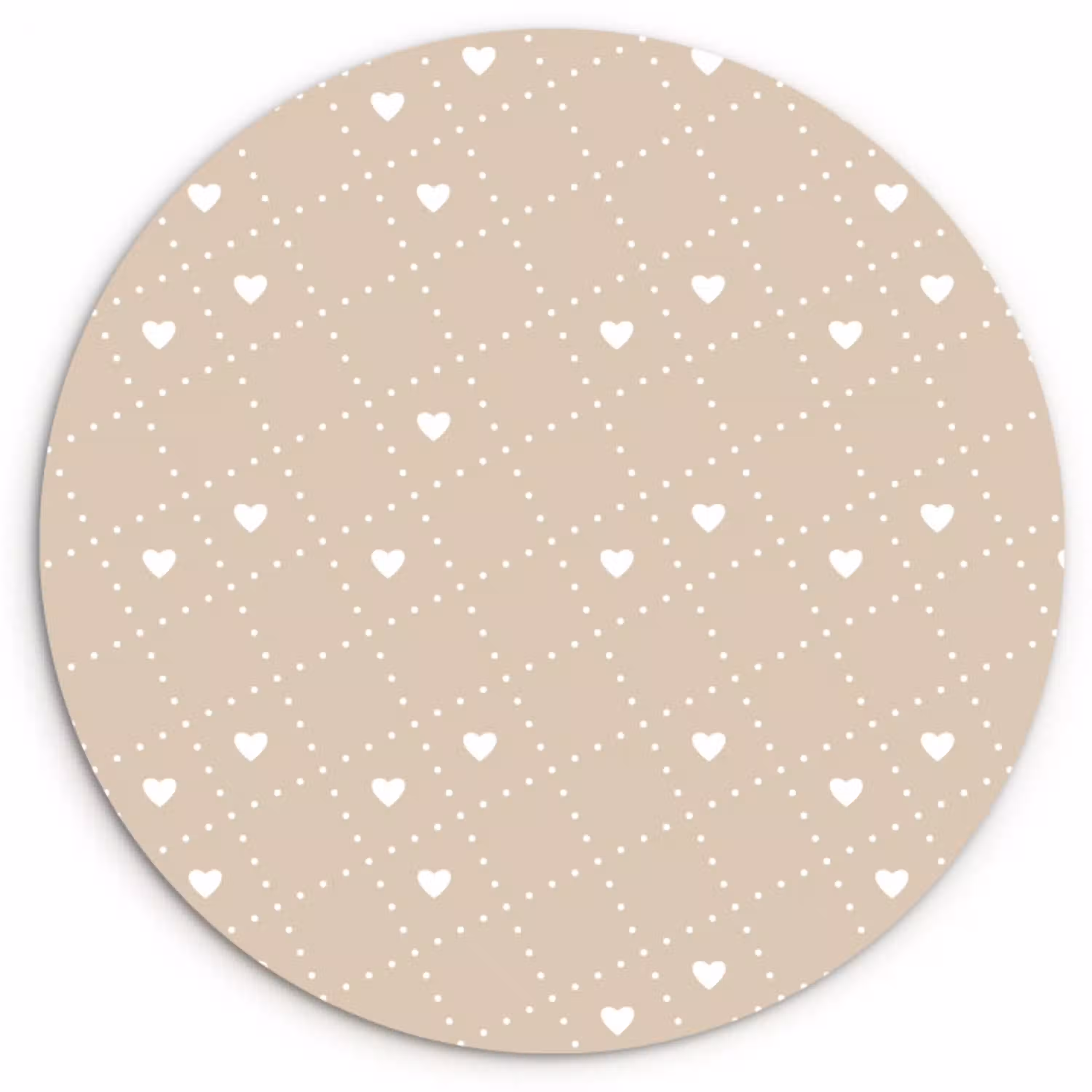 Beige - Wit - Hartjes - Patroon Wandcirkel plexiglas klein 852 -3d