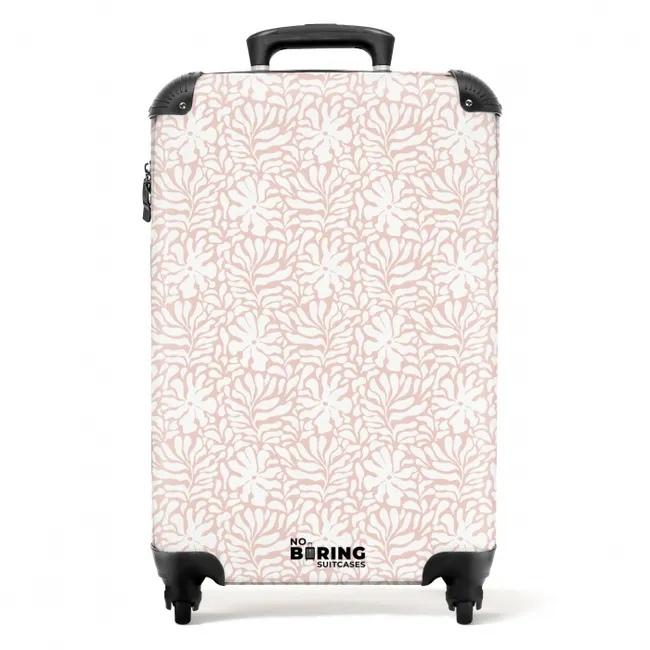 Bloemen en bladeren op beige achtergrond NBS - Handbagage koffer - Volwassenen Unisex middel -productfoto_recht