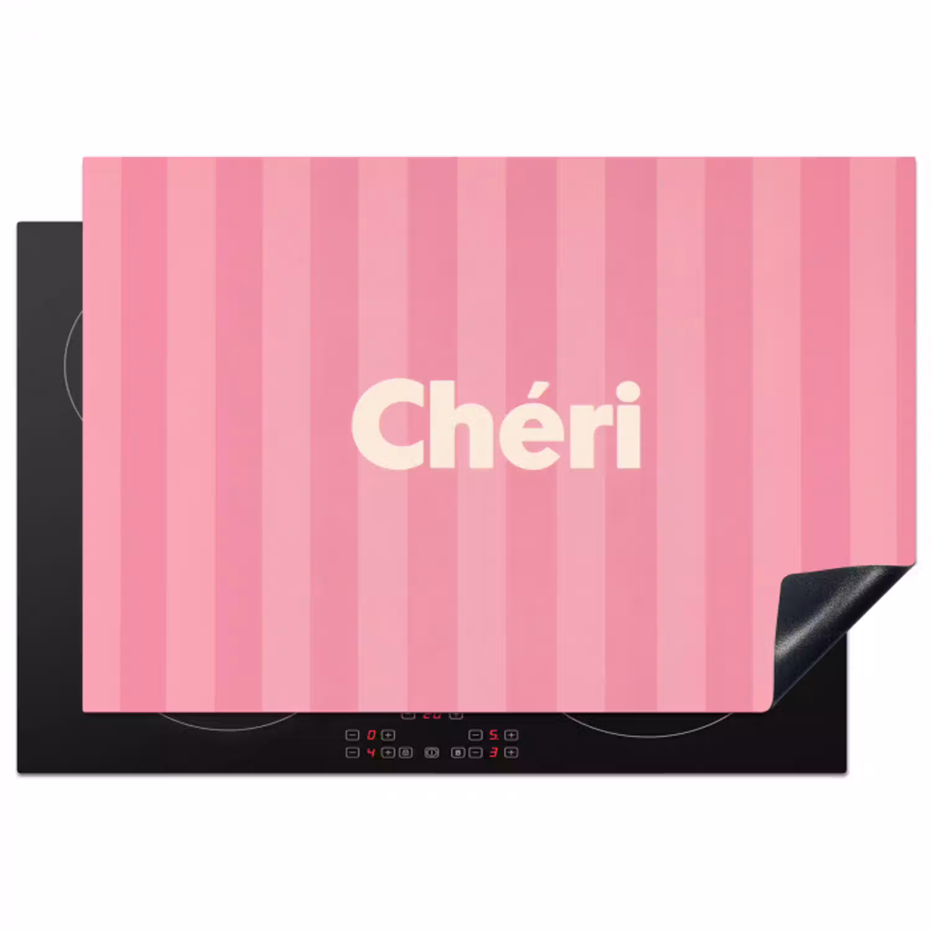 Gestreept - Roze - Chéri Inductie beschermer vinyl 3mm klein -3d