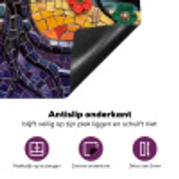 Levensboom - Mozaïek - Bloemen - Kleurrijk - Vrolijk Inductie beschermer vinyl 3mm middel -zzzzzzz-cc-onderkant
