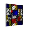 Mondriaan - Glas in lood - Oude Meesters - Kunstwerk - Abstract - Schilderij aluminium wit klein -3d
