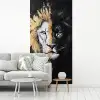 Leeuw - Gesplitst - Zwart - Lijn fotobehang vinyl groot -woonkamer