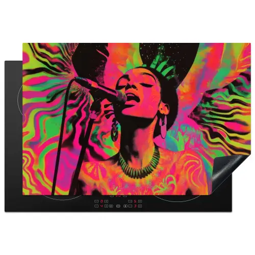 Vrouw - Microfoon - Neon Inductie beschermer vinyl 3mm klein -3d