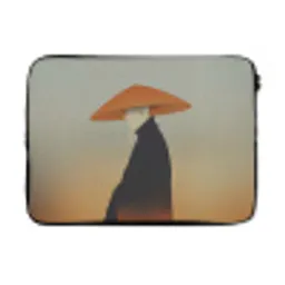 Minimalistisch - Silhouet - Oranje laptophoes neopreen klein -3d