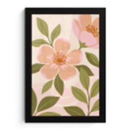 Grafisch - Bloemen - Roze fotolijst zwart zonder passe partout klein -3d