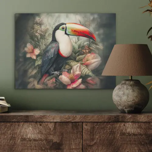 Toekan - Vogels - Bloemen - Planten - Tropisch PET vilt klein -sfeer2