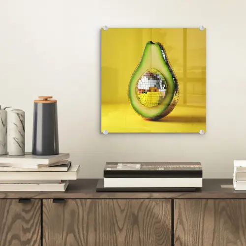 Avocado - Discobal - Geel - Glitter plexiglas 5mm klein -sfeer1