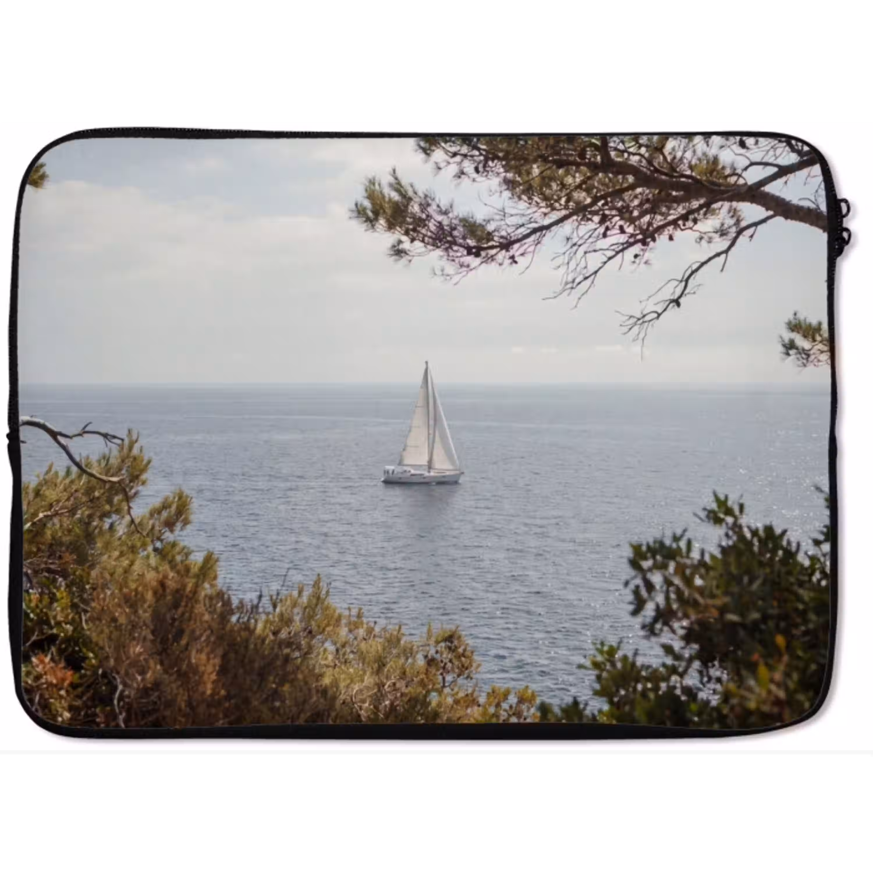 Zeilboot - bomen - water laptophoes neopreen klein -zkaufland3dotto