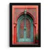 Lantaarn - Deur - Turquoise fotolijst zwart zonder passe partout klein -3d