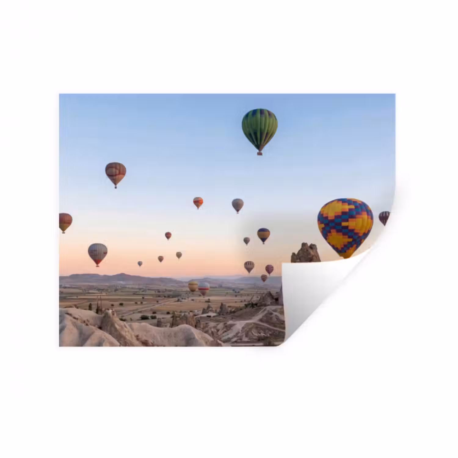Wandtattoo – Heißluftballons - Felsen - Sonnenaufgang