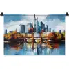 Bomen Frankfurt- Stad - Skyline - Brug Wandkleed katoen klein -zz3d
