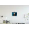 Vrouw - Bloemen - Blauw - Aesthetic - Luxe textielposter latten blank klein -kinderkamer