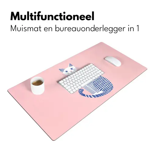 Kat - Illustratie - Minimalistisch - Roze Muismat XXL klein -sfeer4