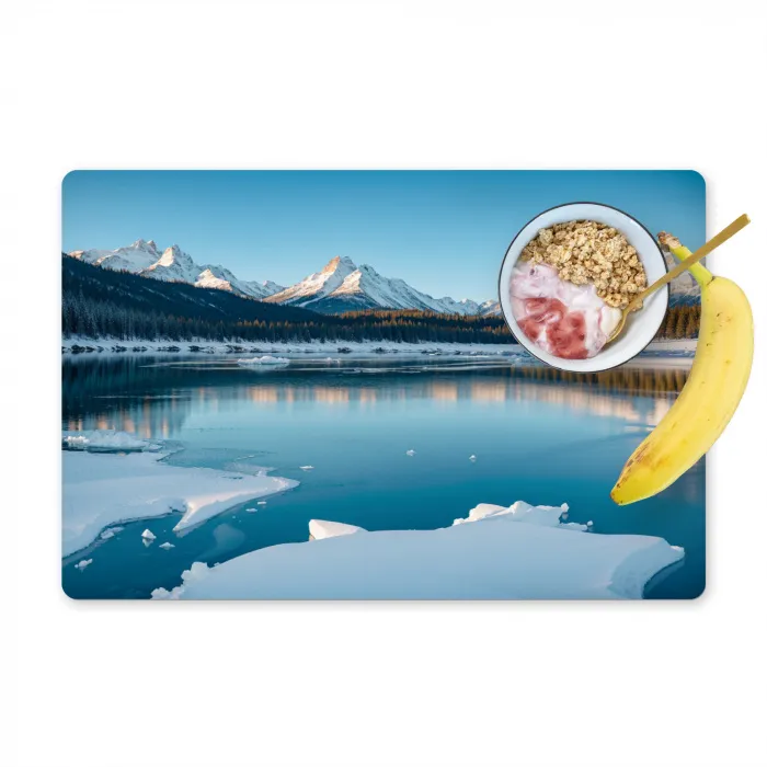 Landschap - Winter - Meer - Bergen - Uitzicht - IJs Placemat vinyl groot -zzzproduct_Kitchenyeah-website