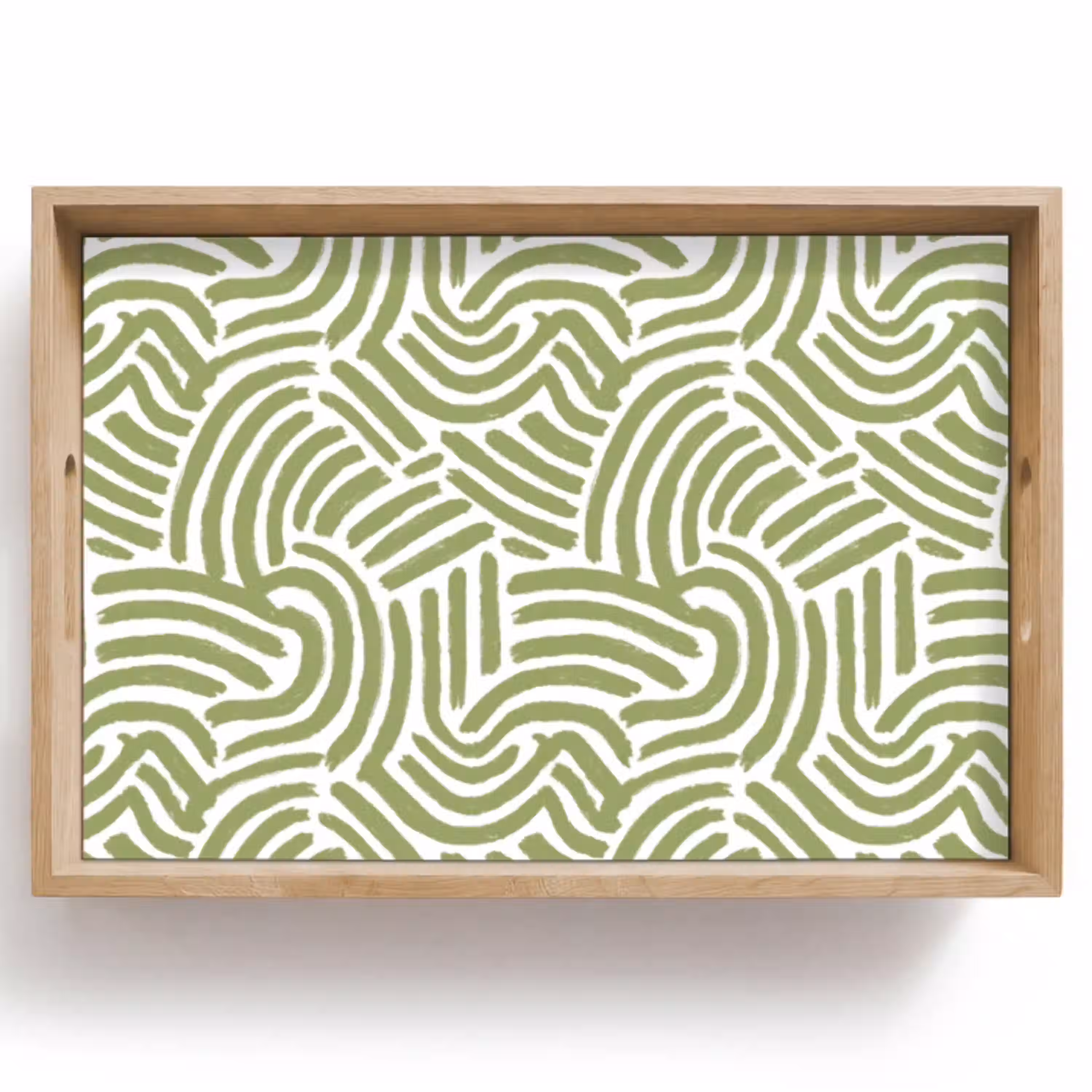 Saliegroen - Abstract - Bogen - Handgetekend - Patroon Dienblad Rechthoek middel 910 -z3d_shopping