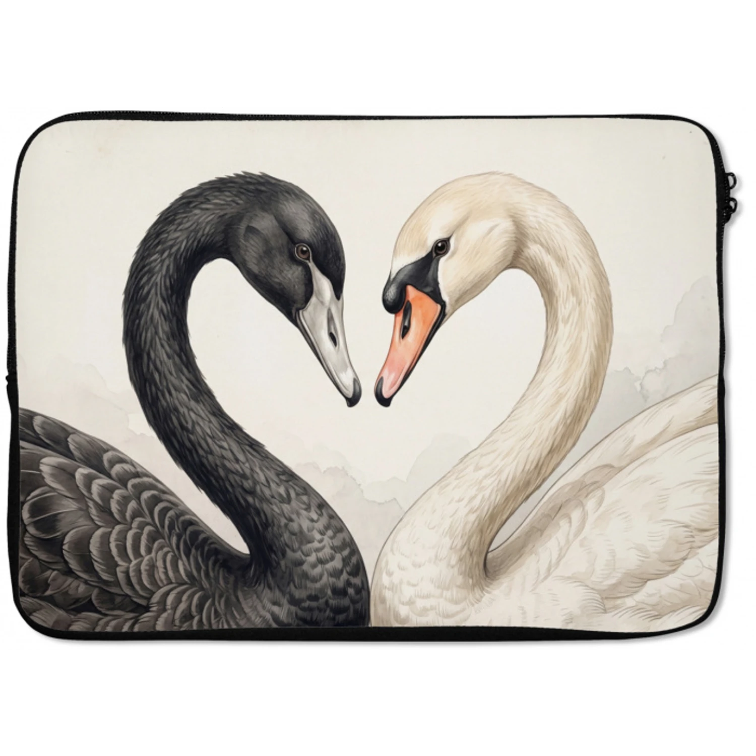 Zwanen - Hartvorm - Dieren laptophoes neopreen klein -zkaufland3dotto