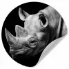 Dieren - Neushoorn - Zwart - Wit - Portret Wandcirkel behangsticker klein -3d