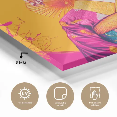 Bloemen - Vrouw - Kimono - Roze plexiglas 5mm klein -sfeer2