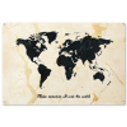 Marmer - Wereldkaart - Goud - Zwart tuinposter los doek groot -3d