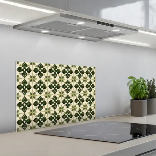 Patroon - Tegel - Groen keuken achterwand spatscherm klein 900 -3d_schuin