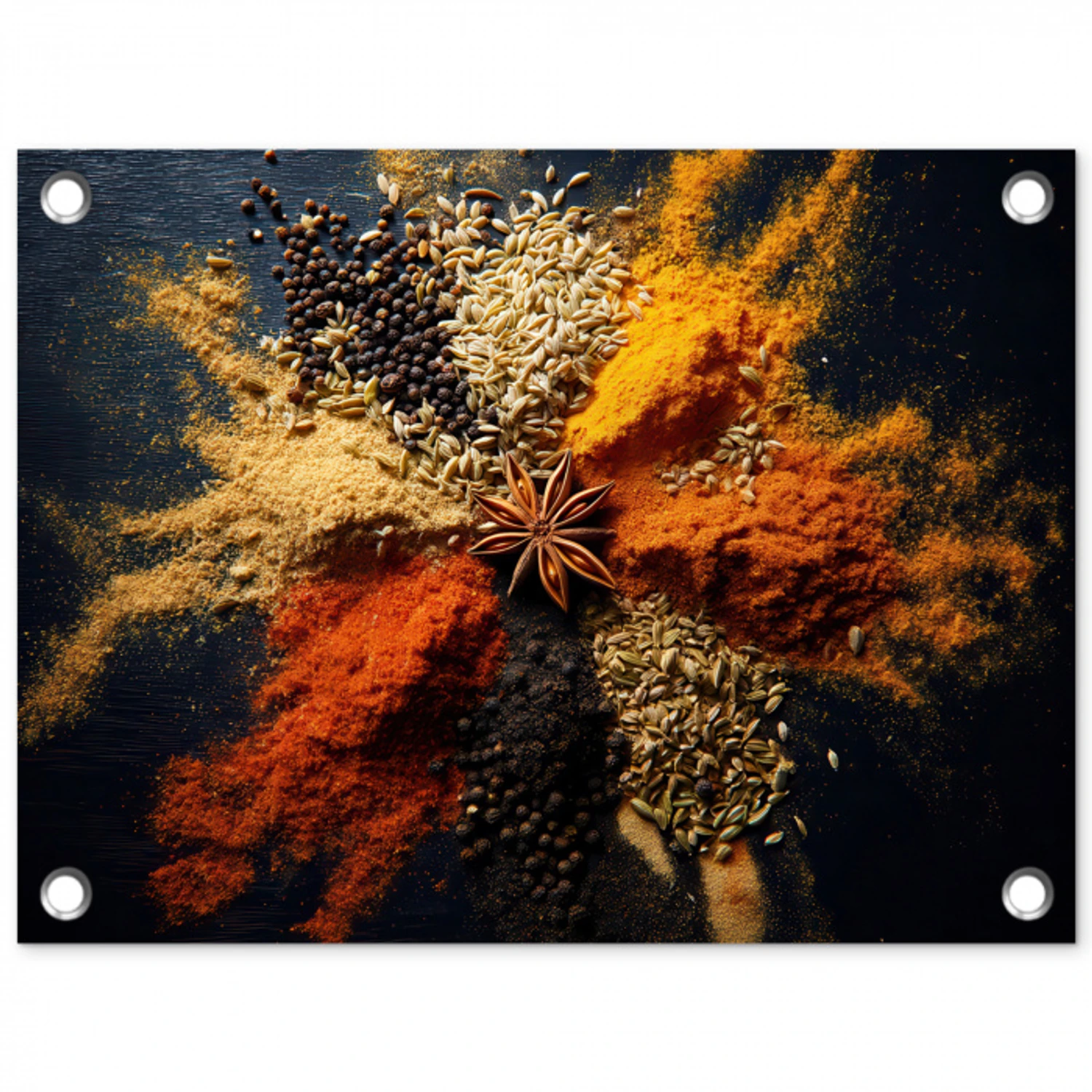 Specerijen - Explosie - Oranje tuinposter los doek klein -3d