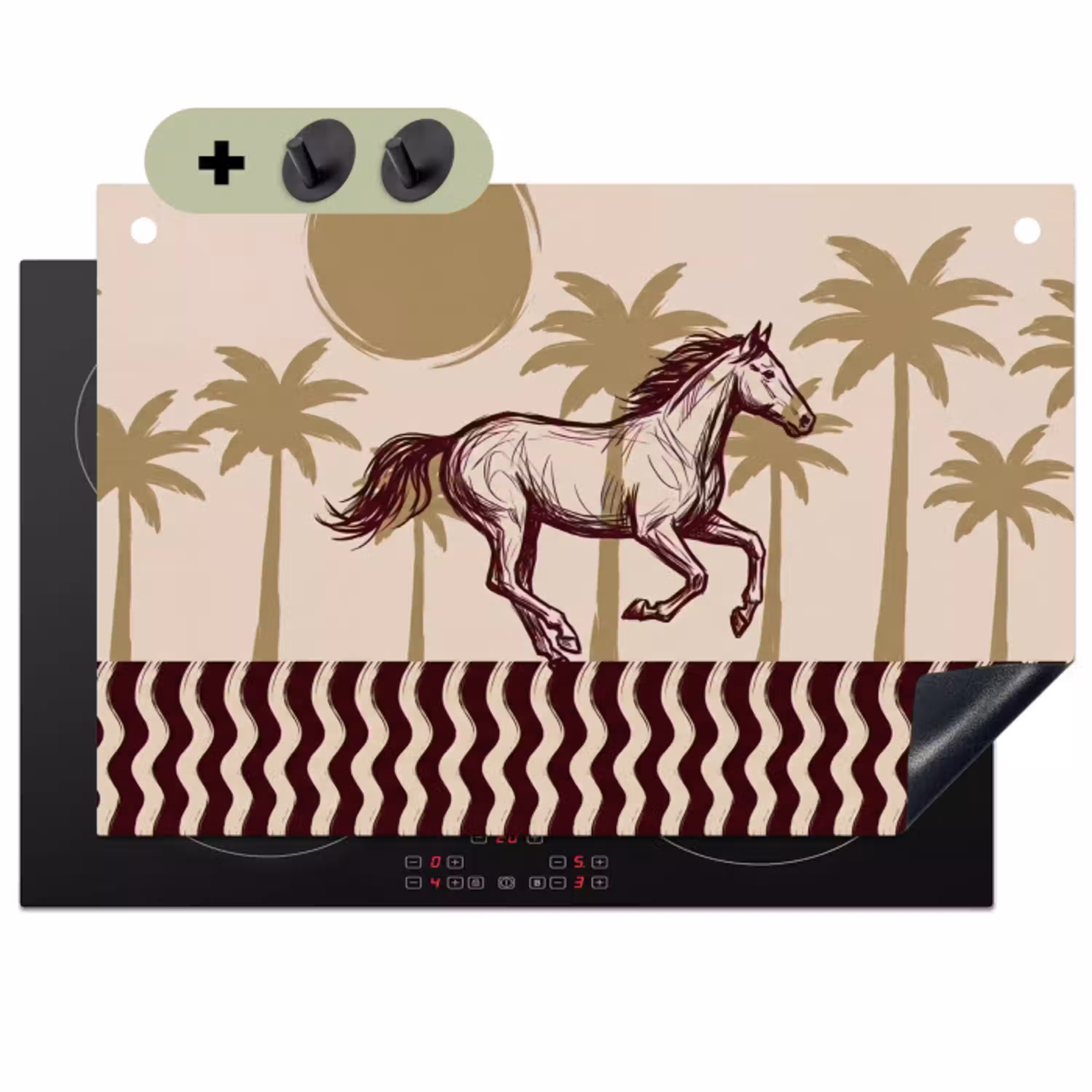 Paard - Galopperend - Woestijn - Illustratie Inductie beschemer met haakjes klein -3d