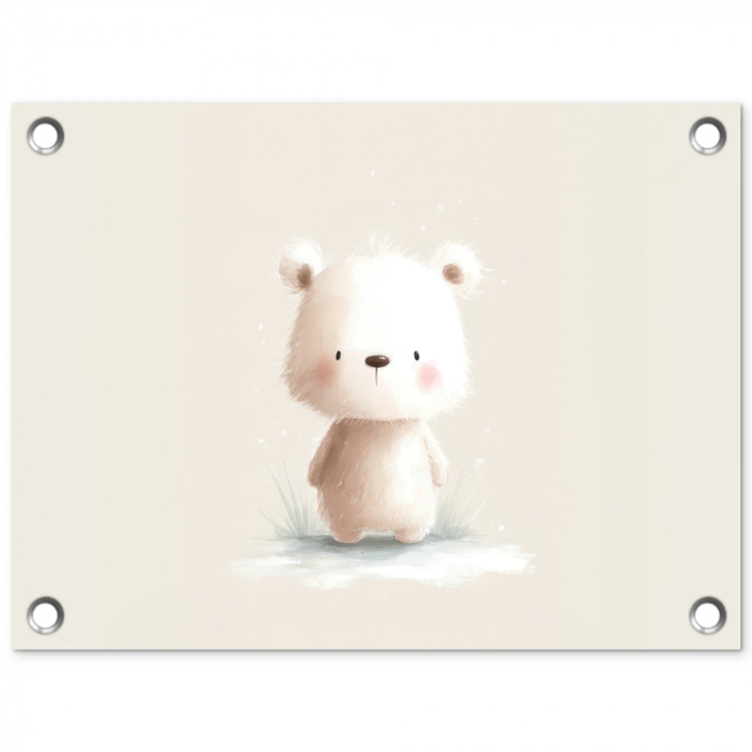 Beertje - Sneeuwvlokje - Wit - Pluizig tuinposter los doek klein -3d