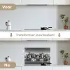 Skyline - Stad - Wolkenkrabbers - Zwart - Wit keuken achterwand spatscherm klein -voor_na_NL