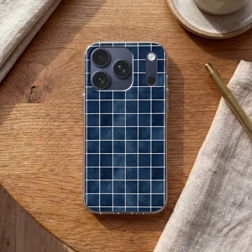 Tegel - Modern - Blauw Telefoonhoesje iPhone 17 Pro klein 878 -sfeer1
