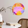 Tas - Roze - Bloemen Wandcirkel kunststof plaat 5mm dik klein -sfeer4