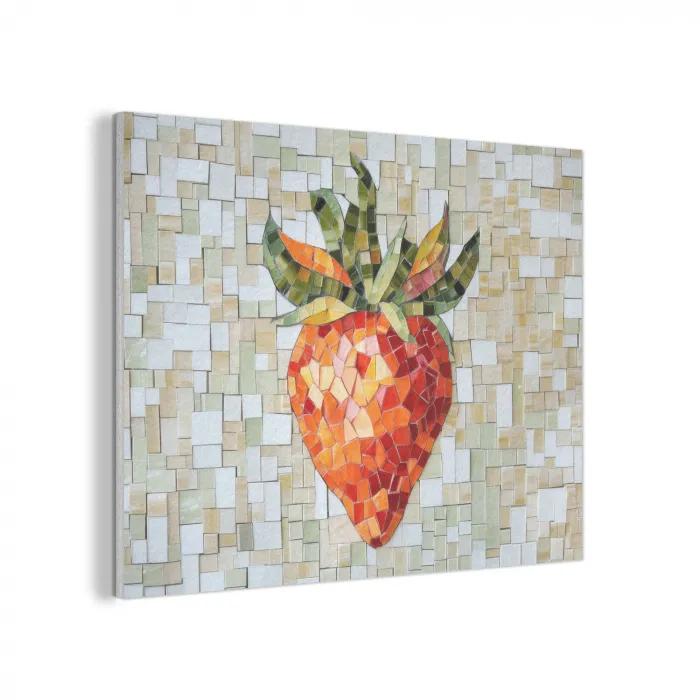 Aardbei - Rood - Mozaïek - Fruit PET vilt klein -3d