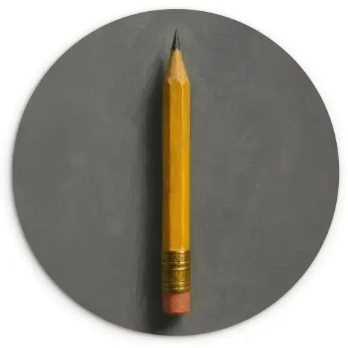 Potlood - Schilderij - Geel Wandcirkel kunststof plaat 5mm dik klein -3d