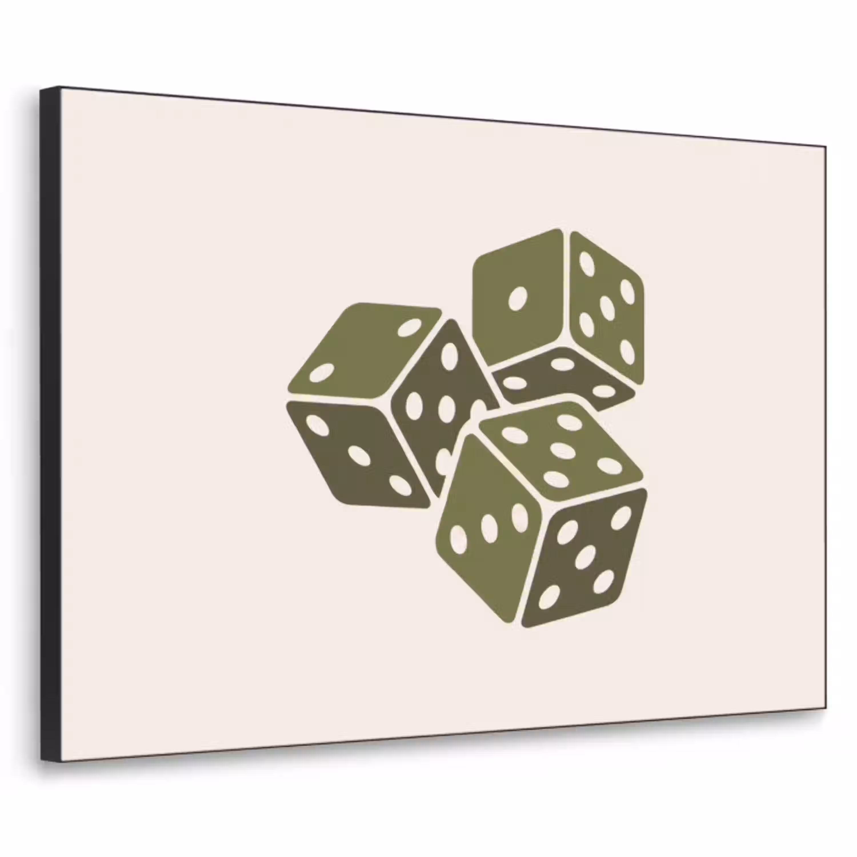 Dobbelsteen - Spel - Groen - Abstract Textielframe zwart klein -3d