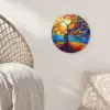 Boom - Zon - Verflook - Kleuren - Abstract Wandcirkel kunststof plaat 5mm dik klein -sfeer5