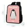 Pinguïn - Stippen - Roze - Minimalistisch Rugzak - Zwart middel -productfoto_formaten