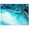 Marmerlook - Blauw - Goud - Luxe - Glitter - Marmer tuinposter los doek klein -3d