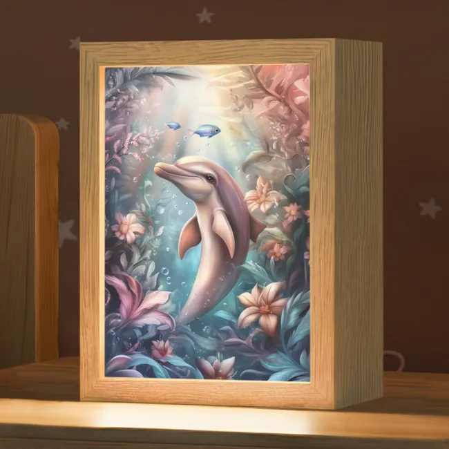 Dolfijn - Vissen - Onderwaterwereld - Bloemen Light Box met kabel klein -zzz_3d_website