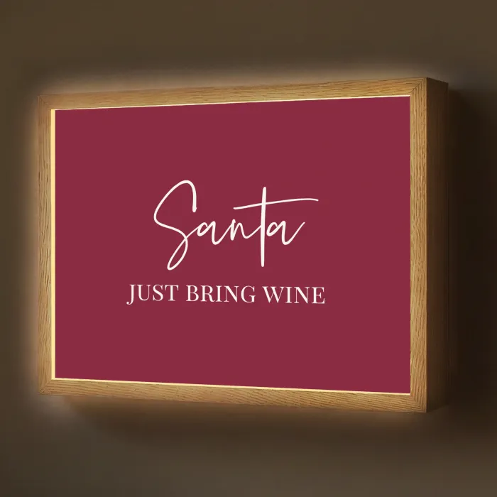 Santa - Wine - Rood - Kerst - Kerstman Light Box met batterij (Wandlamp) middel -z3d_website