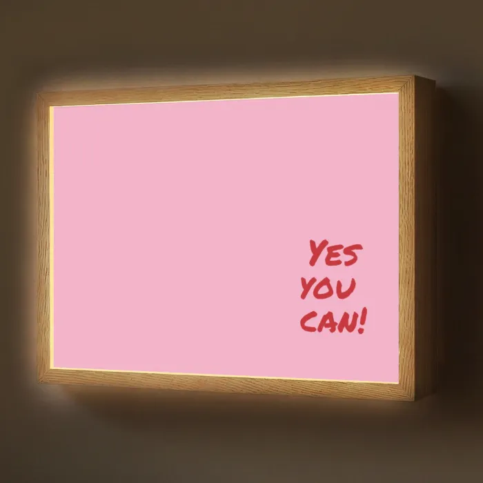 Yes you can do it - Rood - Roze Light Box met batterij (Wandlamp) middel -z3d_website