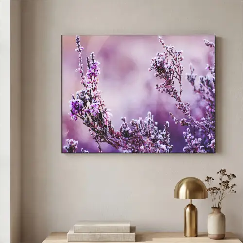Lavendel - Winter - Bloemen - Paars Textielframe - compleet frame klein -sfeer2