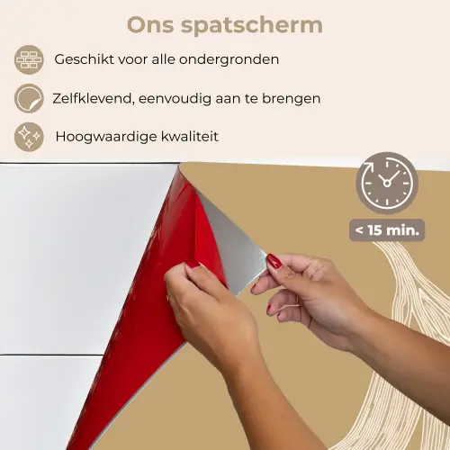 Bananen - Beige - Lijntekening - Minimalistisch keuken achterwand spatscherm klein -spatscherm_NL
