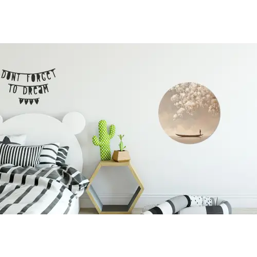Bloesems - Wit - Boot - Minimalistisch Wandcirkel aluminium klein -kinderkamer