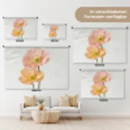 Papavers - Botanisch - Roze Wandkleed katoen klein -tsfeer8_DE