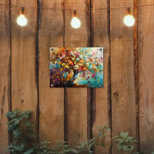 Boom - Abstract - Kleurrijk - Bloemen tuinposter los doek klein -sfeer1